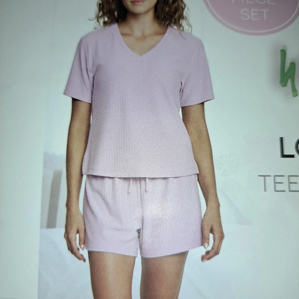 Honeydew Womens Lounge Set L Lilac NWT 3pc Tee Short Jogger 1736-266